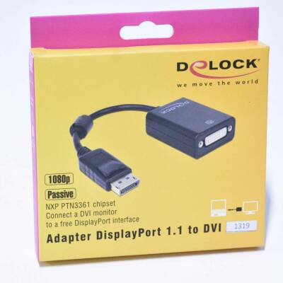 DElock Adapter DisplayPort 1.1 to DVI 20pin male to DVI 24+5 Female -sealed-