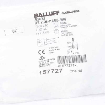 Balluff Induktiver Sensor BES0068 BES M12MI-PSC40B-S04G 157727 -sealed-