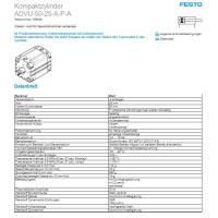 Festo Kompaktzylinder ADVU-50-25-A-P-A 156639 kolben 50mm Hub 25mm 10bar -new-